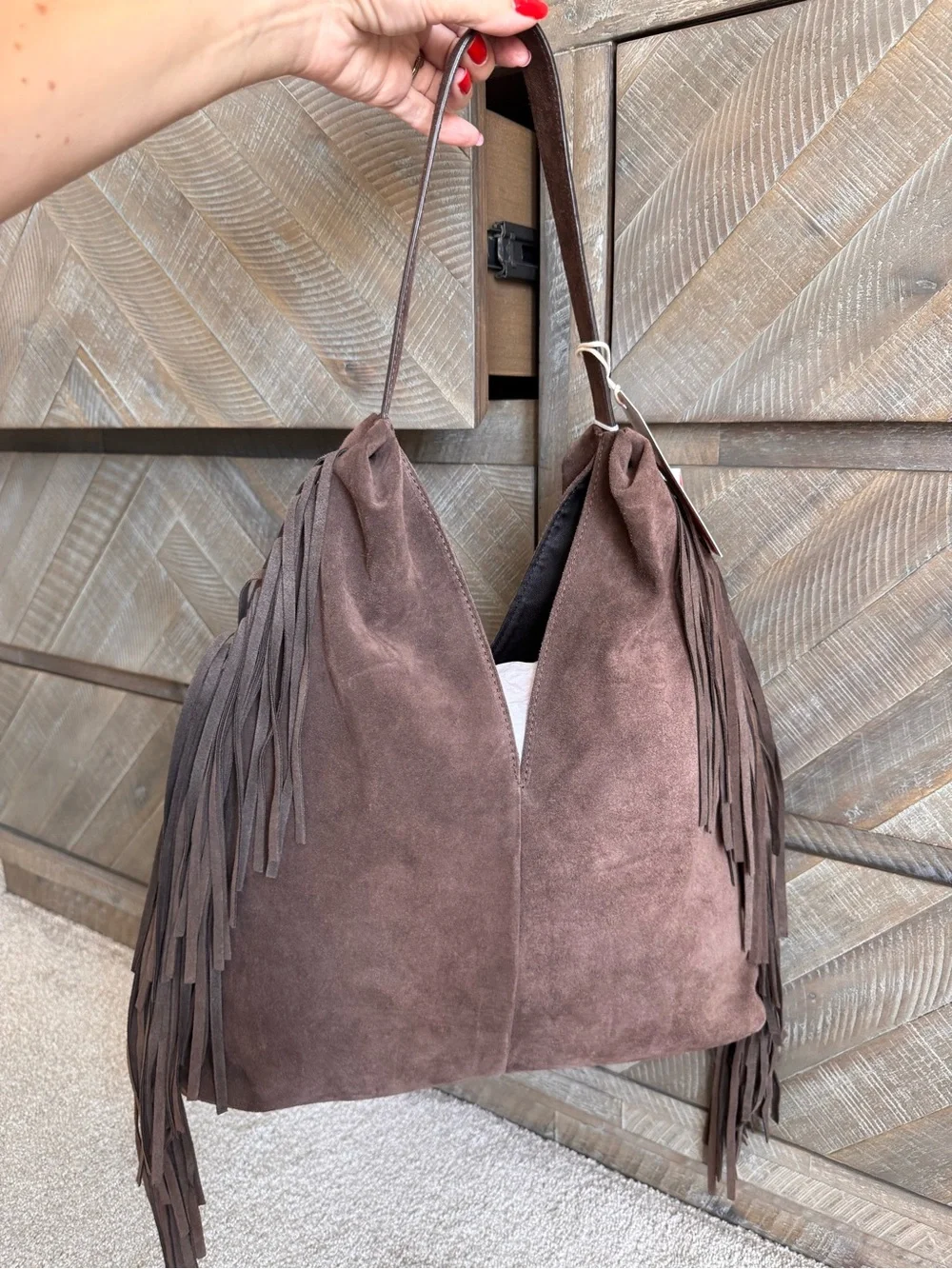 NWT Divina Firenze Italian leather suede fringe bag - Picture 2 of 5